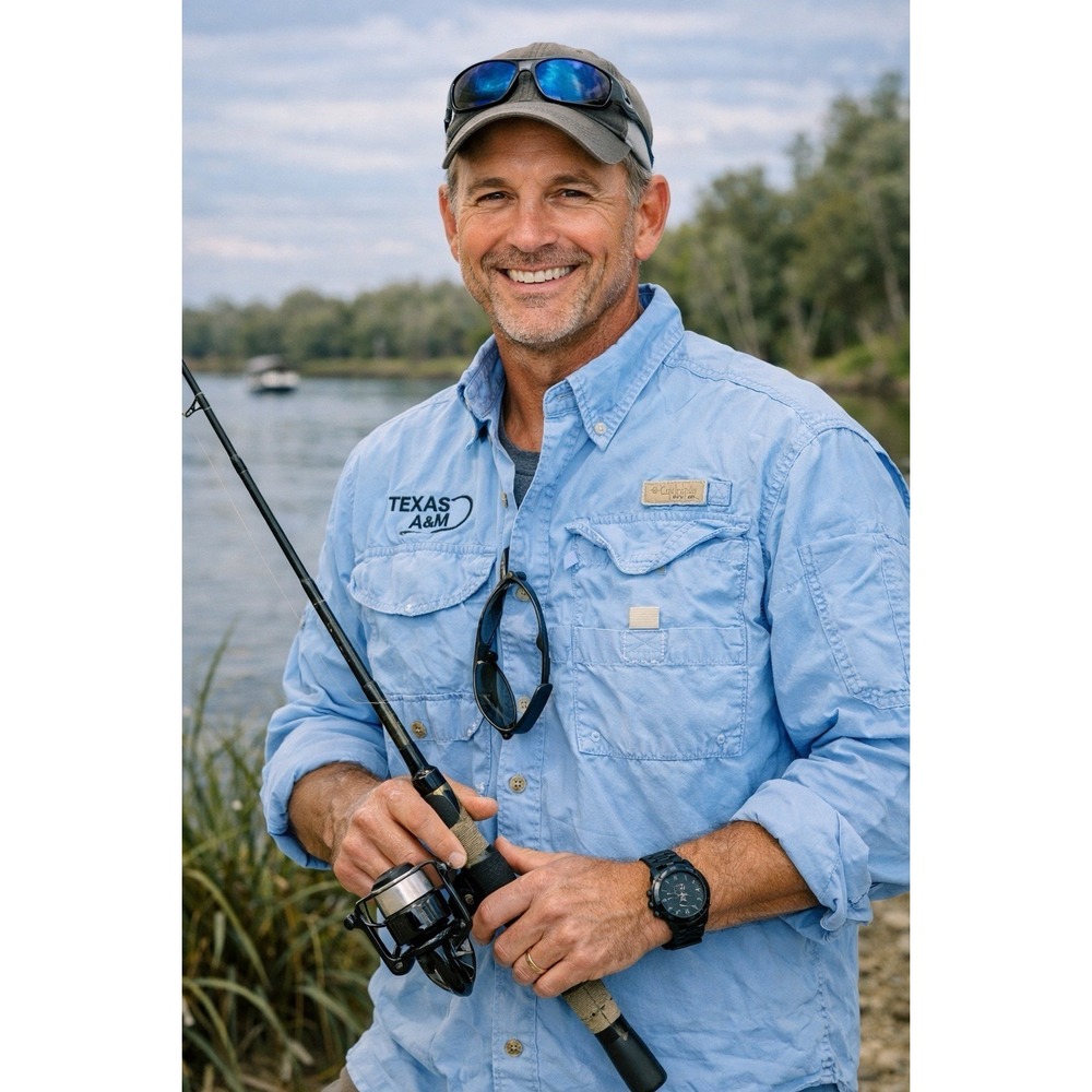 Texas A&M Columbia PFG Long sleeve fishing shirt in light blue Small Sportswear